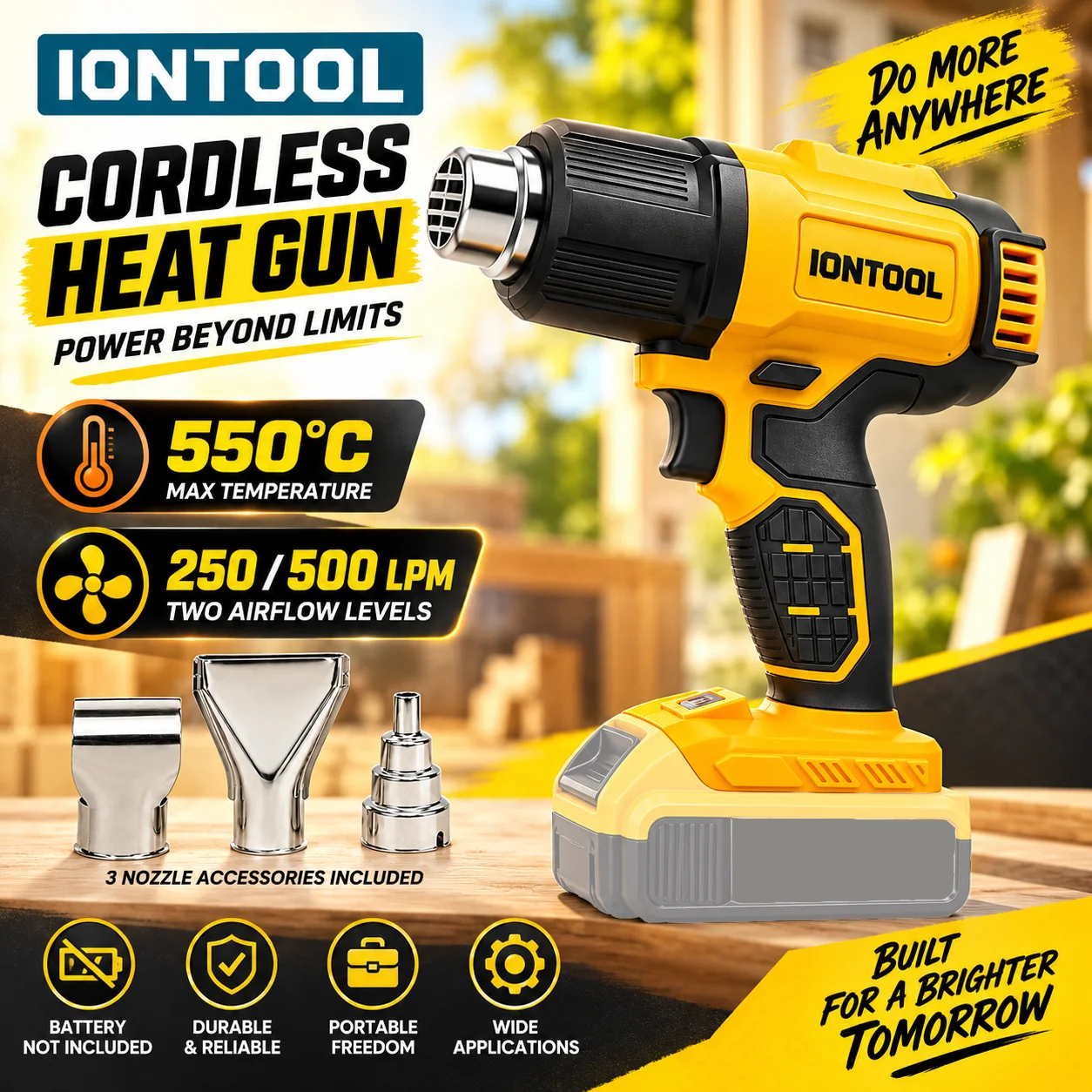 Cordless Heat Gun For Shrink Tubing - IONTOOL Kablosuz Isı Tabancası 550 ℃