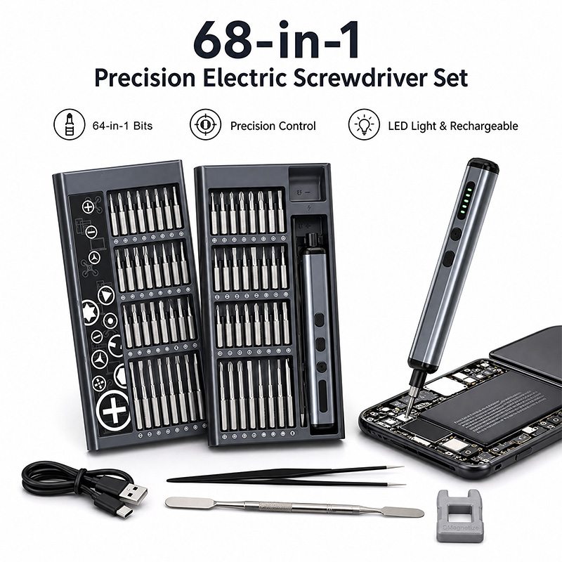 Electric Screwdriver Rechargeable Usb - 68'i 1 Arada Hassas Elektrikli Tornavida