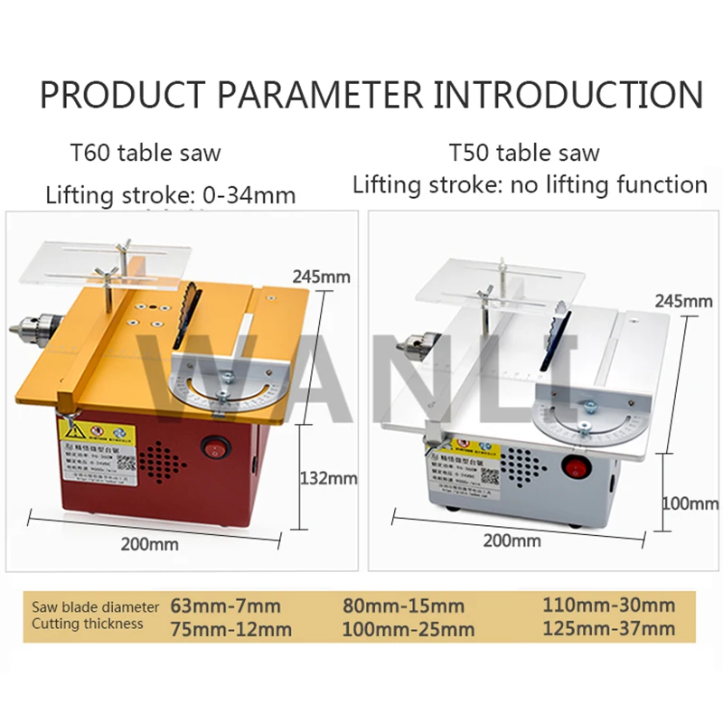 T50/T60 Mini DIY Küçük Kesme M - Mini Table Saw For Woodworking incelemesi ve fiyatı